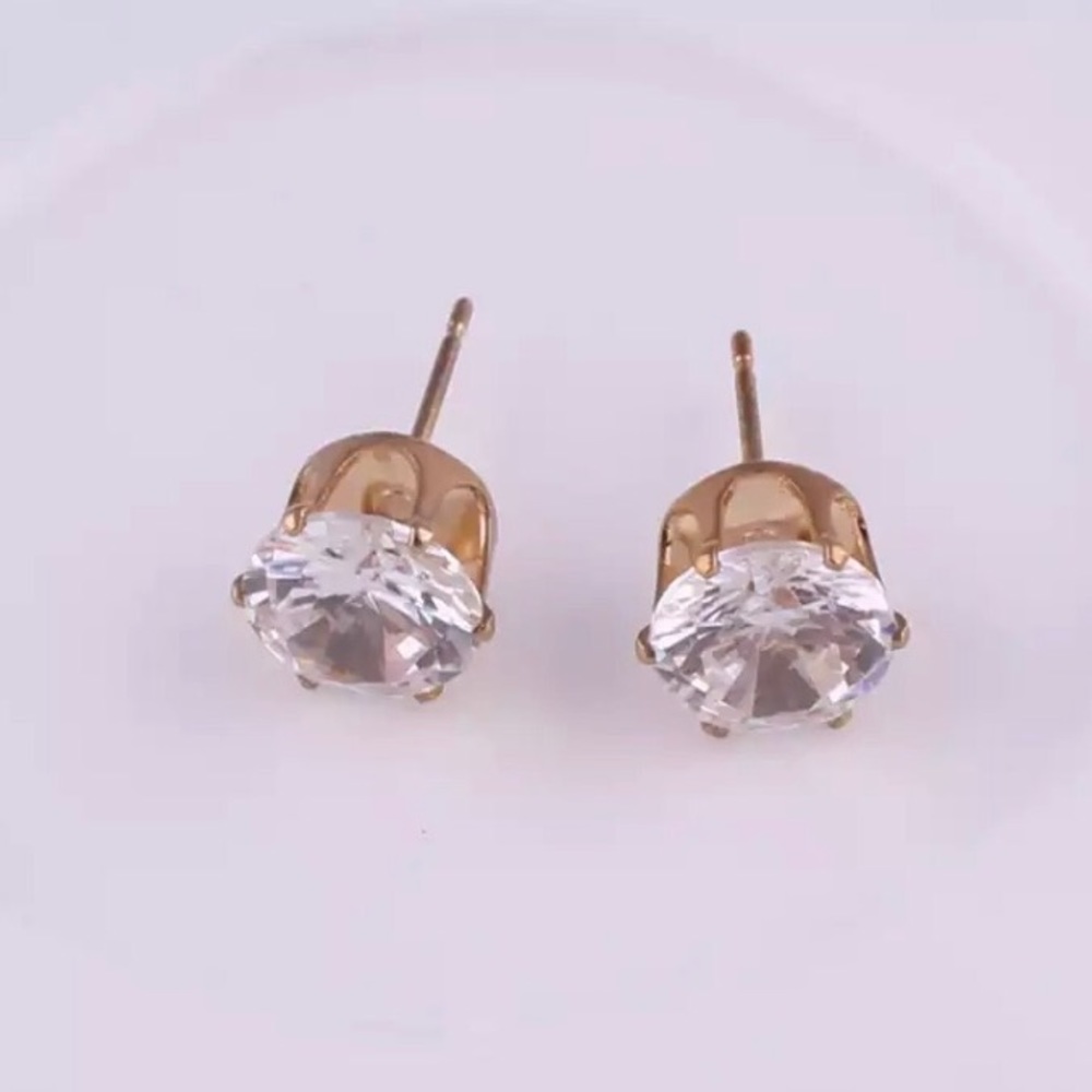 Crystal crown stud knob earring